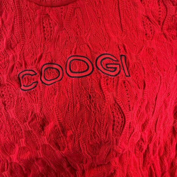 COOGI Australia Red Knit Pullover Sweater Spell Out Logo 3D Biggie 4XL Cotton - Picture 10 of 16